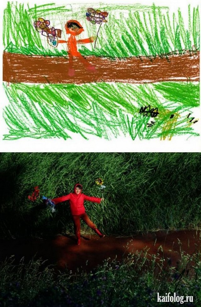 Фотопостановки детских рисунков (14 картинок и фото)
