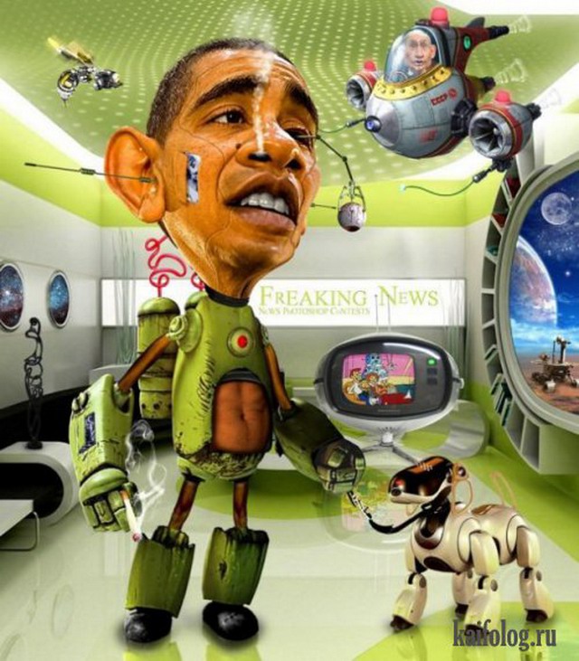 Карикатуры на Барака Обаму (10 картинок)