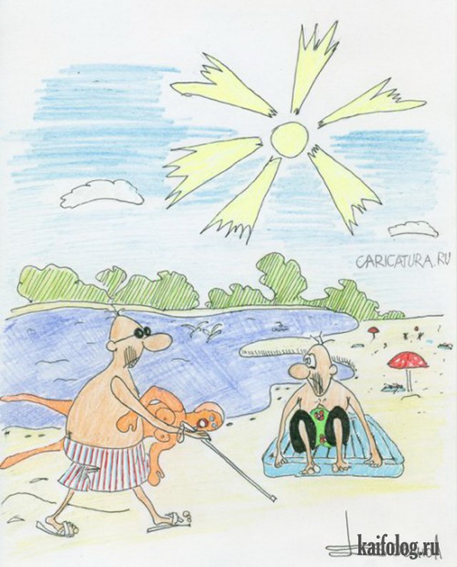 Прикольные карикатуры про лето (45 картинок)