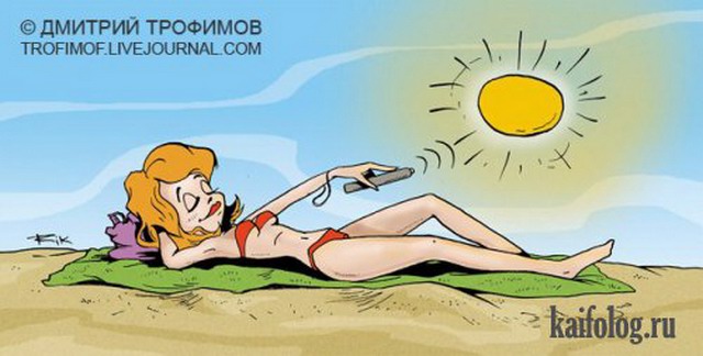 Прикольные карикатуры про лето (45 картинок)