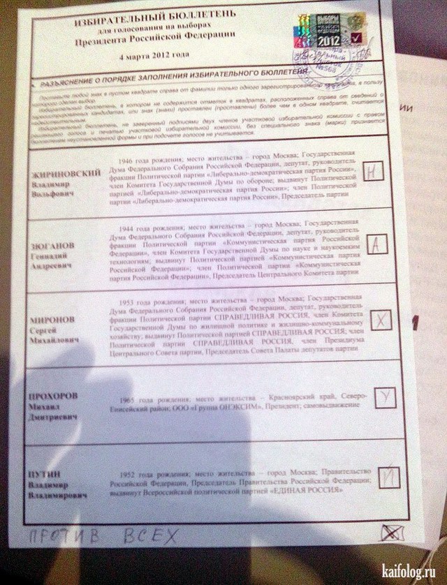 Приколы с выборов президента 04.03.2012 г. (45 фото)