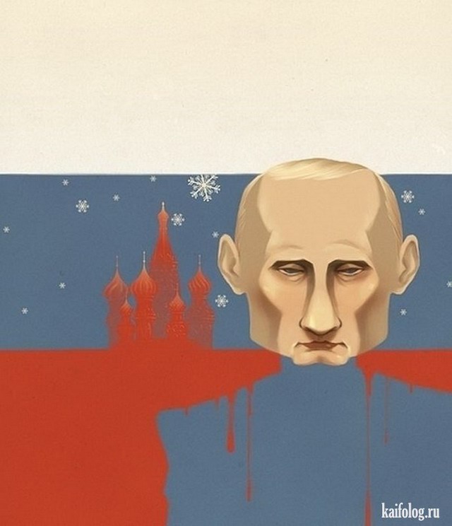 Зарубежные карикатуры и картины на Путина (40 картинок)