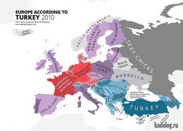 Карта Европы глазами разных стран мира (15 картинок)