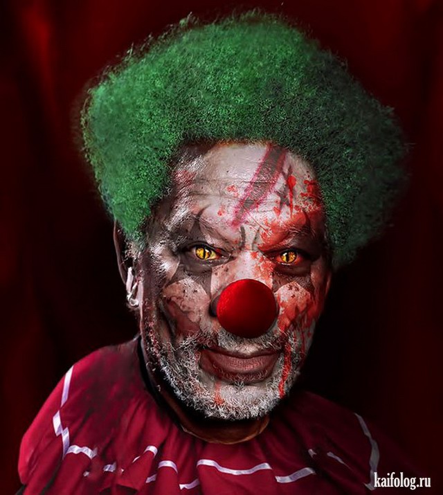 Голливудские актеры в виде злых клоунов (50 картинок)