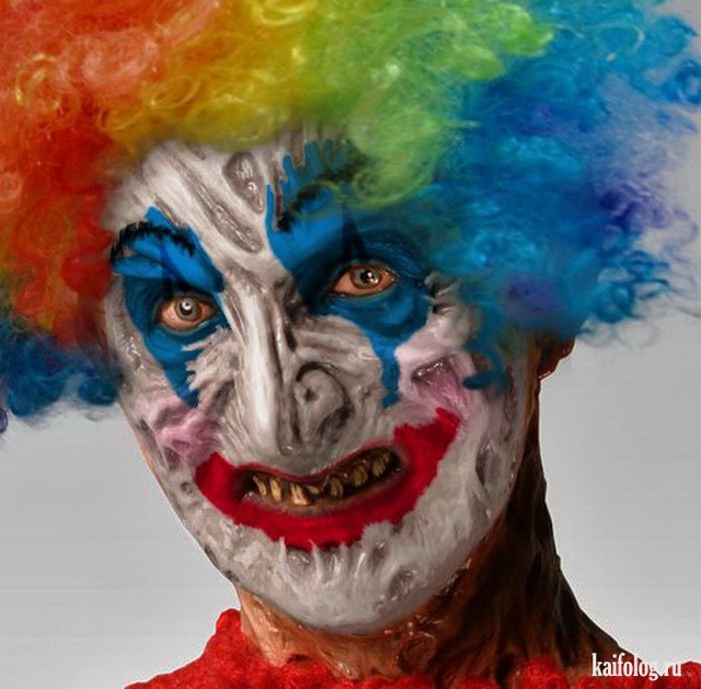 Голливудские актеры в виде злых клоунов (50 картинок)