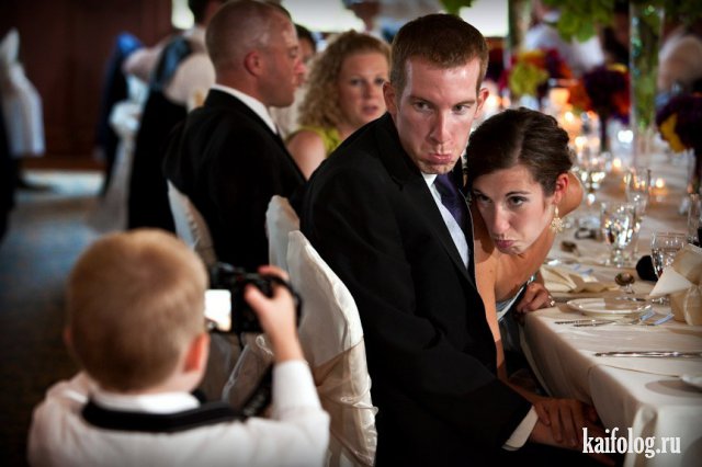 Смешные свадебные фото (40 фотографий и видео)